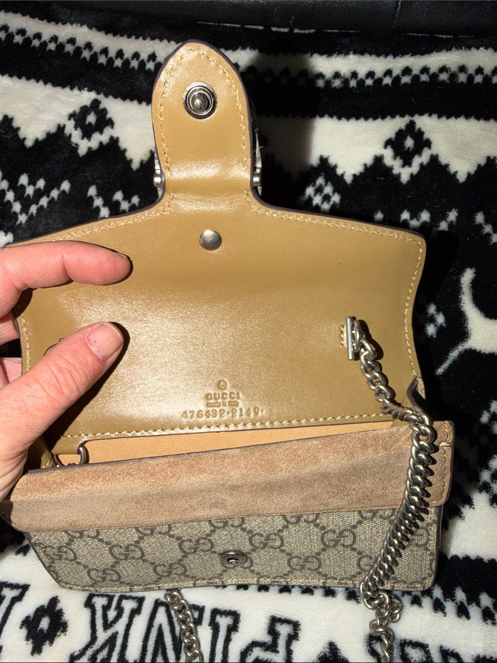 Gucci Beige/Tan Dionysus GG Supreme Mini Shoulder Bag with Chain - Picture 2 of 6